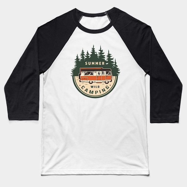 Summer Wild Camping Baseball T-Shirt by MaiKStore